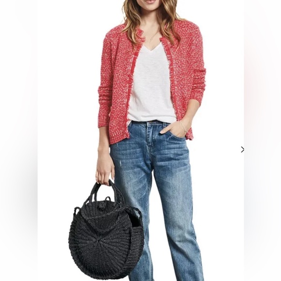 HUSH Basket Stitch Hibiscus Cardigan Jacket XL Fringed Size 14-16 UK - Picture 2 of 8